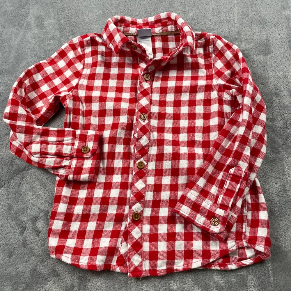 Little Lad Kids 4T Red Gingham Shirt and Black Truck Sweater Vest 2-Piece Set